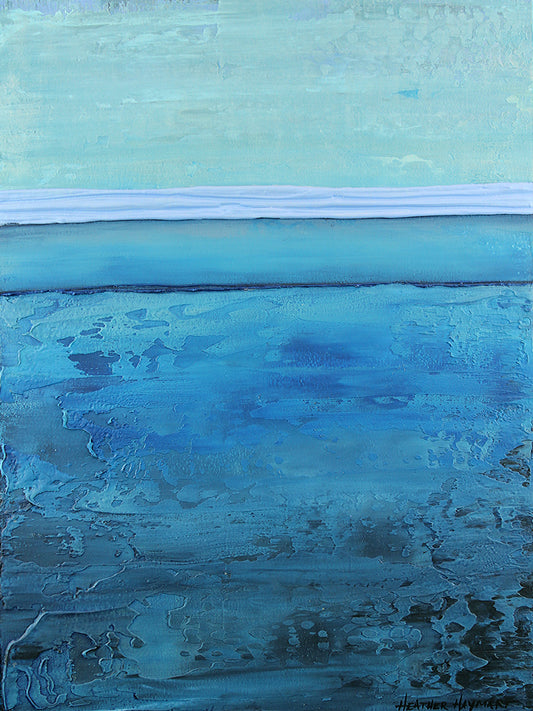 rainbow series painting blue, shades of blue with a horizontal texture line through the top third